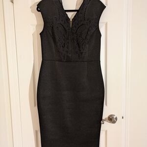 Ted Baker Elegant Black Neoprene mesh Dress
